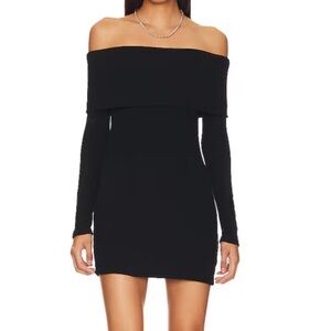 Enza Costa Off-shoulder Sweater Mini Dress in Black Size Small
